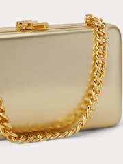 Lauren Ralph Lauren Gold Franki Metallic Leather Clutch Bag With Chain - Image 5 of 5
