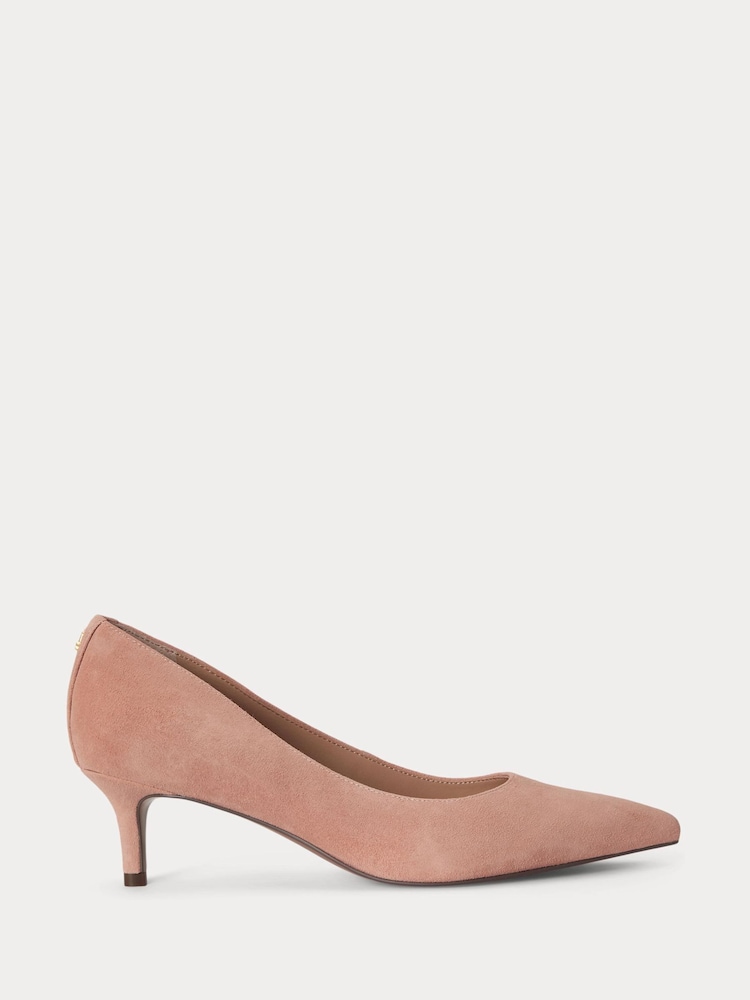 Lauren Ralph Lauren Pink Adrienne Suede Kitten Heel Point Toe Pump - Image 1 of 4
