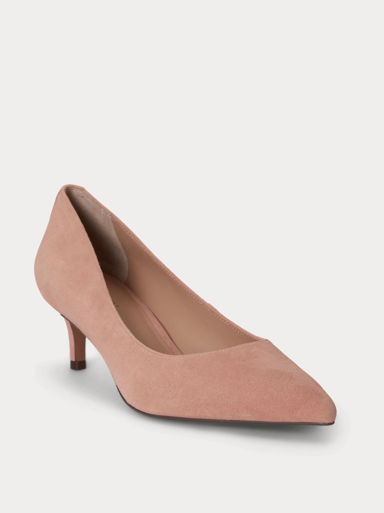 Lauren Ralph Lauren Pink Adrienne Suede Kitten Heel Point Toe Pump - Image 2 of 4