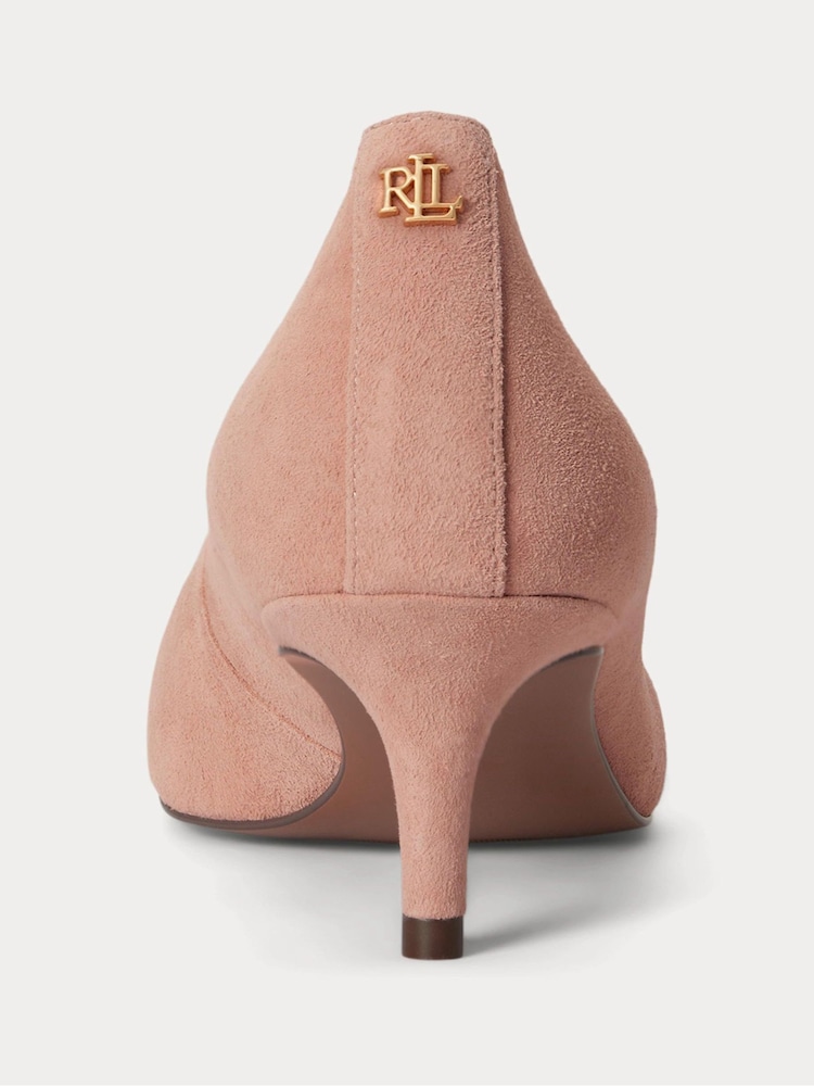 Lauren Ralph Lauren Pink Adrienne Suede Kitten Heel Point Toe Pump - Image 4 of 4