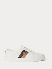Lauren Ralph Lauren White Janson II Leather Contrast Side Stripe Low Top Trainers - Image 1 of 4