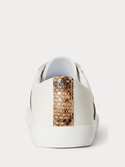 Lauren Ralph Lauren White Janson II Leather Contrast Side Stripe Low Top Trainers - Image 4 of 4
