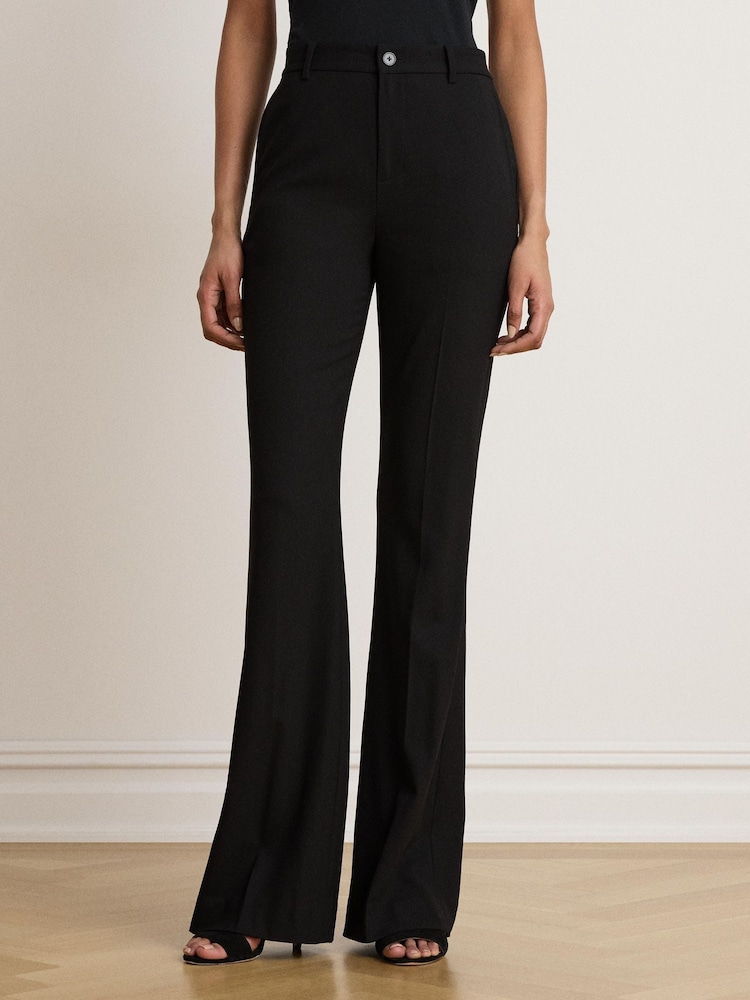Lauren Ralph Lauren Black Crepe Flare Leg Tailored Trousers - Image 1 of 6
