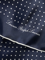 Lauren Ralph Lauren Blue Polka Dot Satin Small Square Scarf - Image 3 of 3