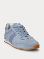 Lauren Ralph Lauren Blue Dani Low Profile Suede and Leather Trainers - Image 2 of 4