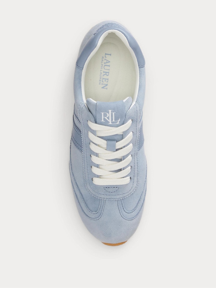 Lauren Ralph Lauren Blue Dani Low Profile Suede and Leather Trainers - Image 4 of 4