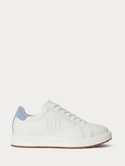 Lauren Ralph Lauren White Ainsley Leather Low Top Trainers With Contrast Heel Tab - Image 1 of 4