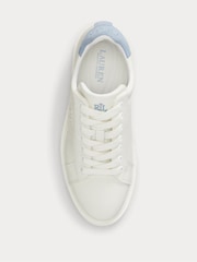 Lauren Ralph Lauren White Ainsley Leather Low Top Trainers With Contrast Heel Tab - Image 3 of 4