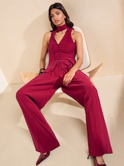 Beerenrot - Friends Like These Belted Pleat Wide Leg Trousers - Bild 4 von 5