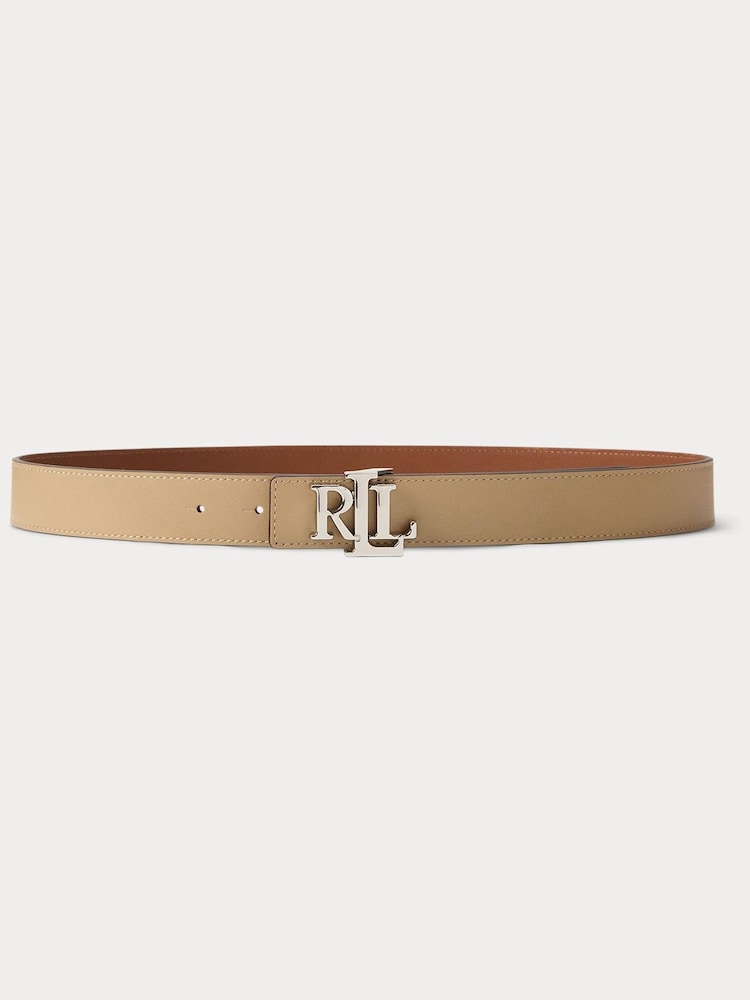 Lauren Ralph Lauren White Medium Reversible Pebbled Leather Belt - 3cm - Image 1 of 2
