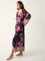 Monsoon Blue Abbie Floral Print Kaftan - Image 1 of 5