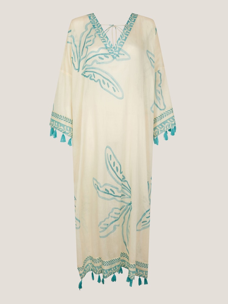 Monsoon Cream Pam Palm Print Kaftan - Image 6 of 6 Monsoon Cream Pam Palm Print Kaftan - Image 6 of 6