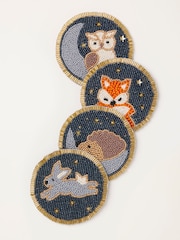 FatFace 4 Pack Woodland Animal Beaded Coasters - Imagen 1 de 3