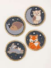 FatFace 4 Pack Woodland Animal Beaded Coasters - Imagen 2 de 3