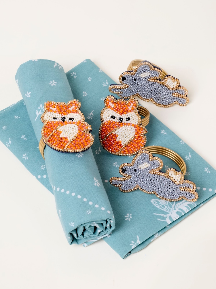 FatFace 4 Pack Beaded Fox Hare Napkin Rings - Bild 3 von 3 FatFace 4 Pack Beaded Fox Hare Napkin Rings - Bild 3 von 3