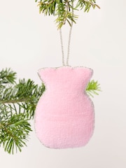 FatFace Teal Blue Pig in Blanket Beaded Christmas Decoration - Image 3 of 3
