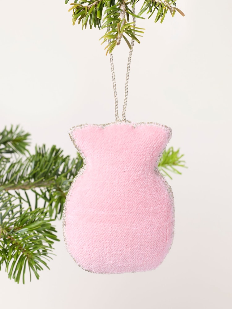 FatFace Teal Blue Pig in Blanket Beaded Christmas Decoration - Image 3 of 3