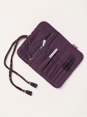 FatFace Dark Purple Star Print Velvet Make up Brush Roll - Image 2 of 3