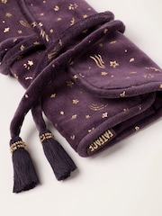 FatFace Dark Purple Star Print Velvet Make up Brush Roll - Image 3 of 3
