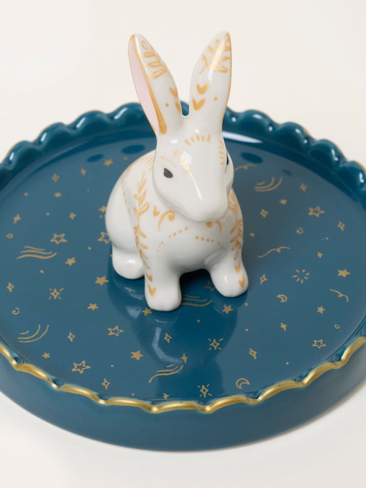 FatFace White Halloween Hare Ceramic Trinket Dish - Image 2 of 3 FatFace White Halloween Hare Ceramic Trinket Dish - Image 2 of 3