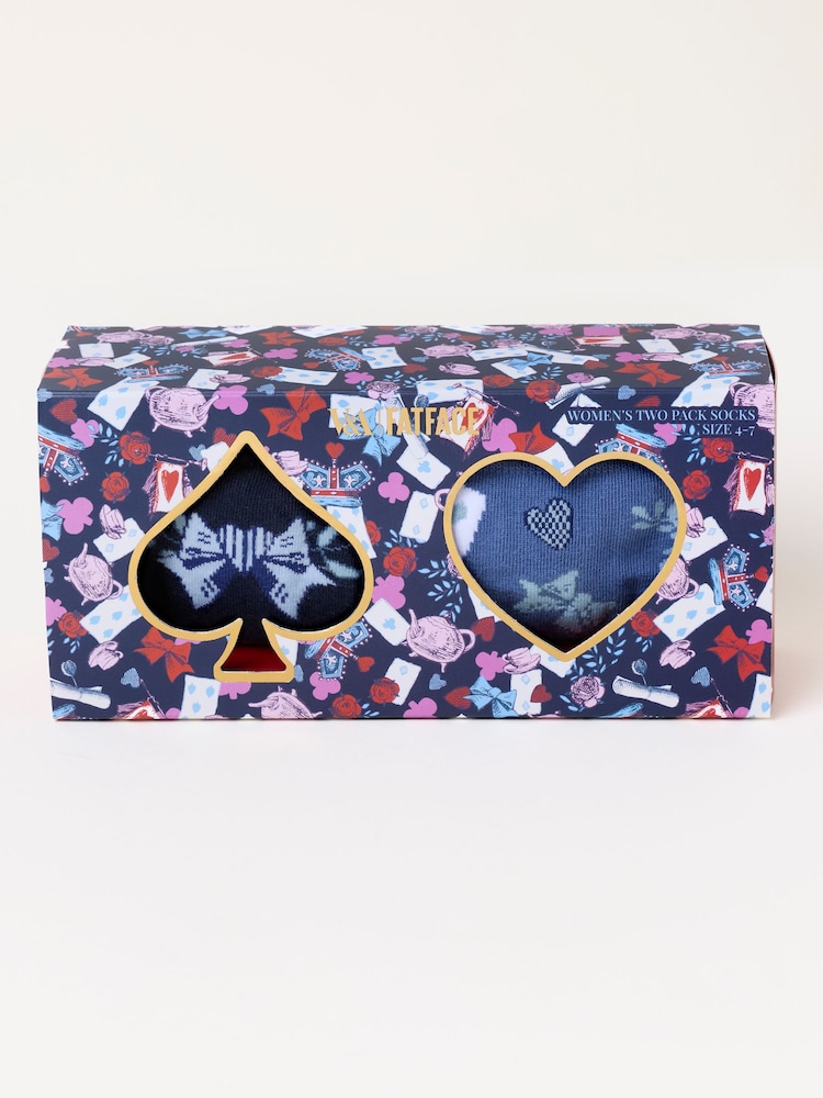 FatFace V&A | FatFace Multi 2 Pack Heart and Bow Socks in a Box - Image 2 of 4 FatFace V&A | FatFace Multi 2 Pack Heart and Bow Socks in a Box - Image 2 of 4
