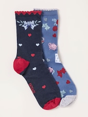 FatFace V&A | FatFace Multi 2 Pack Heart and Bow Socks in a Box - Image 4 of 4