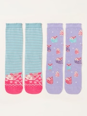 FatFace Multi 2 Pack Pig in Blankets Sock Box - Image 2 of 2