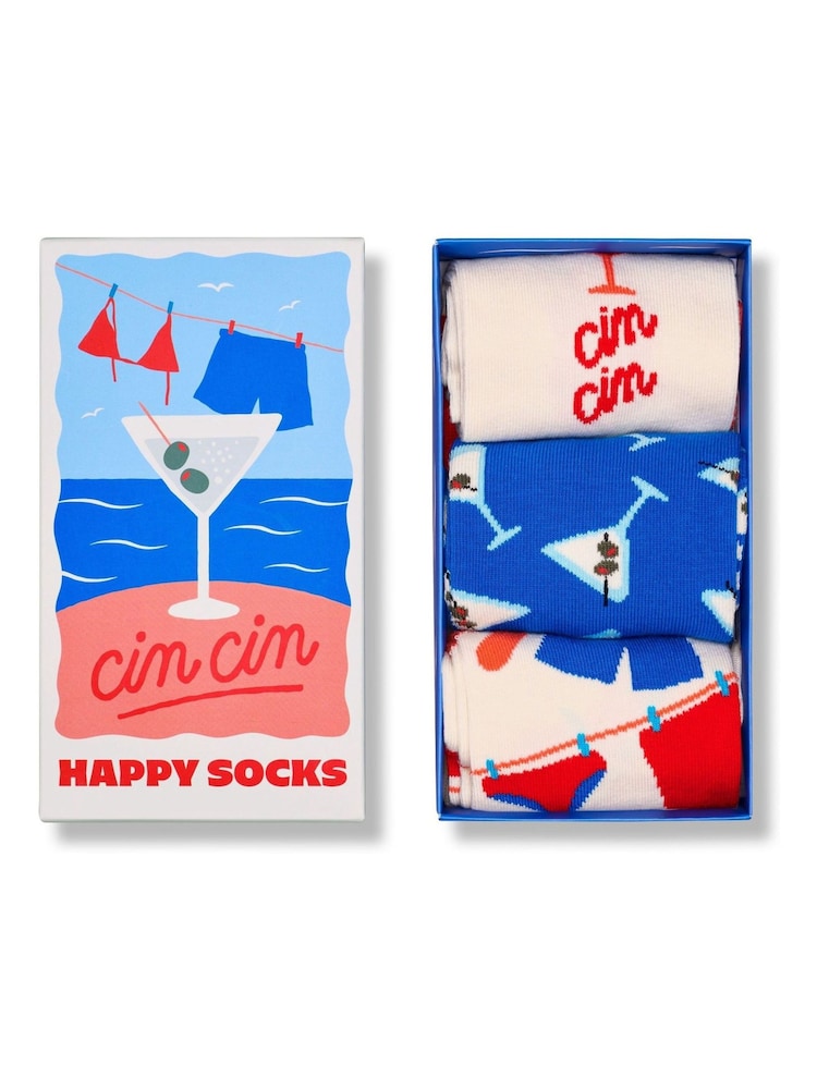 Happy Socks White Cin Cin Socks 3 Pack - Image 2 of 6 Happy Socks White Cin Cin Socks 3 Pack - Image 2 of 6