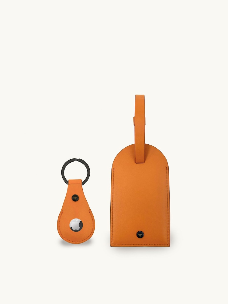 Apatchy Orange Leather Luggage Tag and Air Tag Gift Set - Image 1 of 4