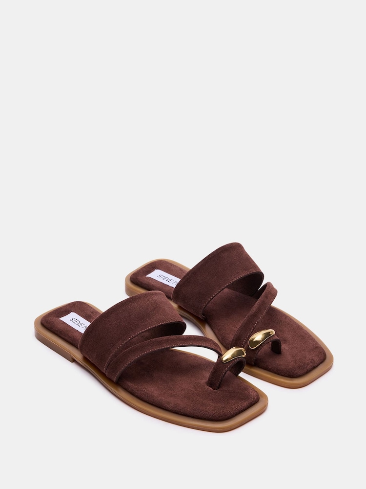 Steve Madden Brown Ellaina Flat Suede Sandals - Image 2 of 5