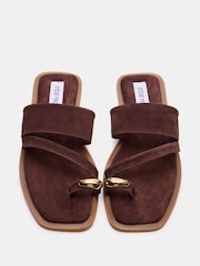Steve Madden Brown Ellaina Flat Suede Sandals - Image 4 of 5
