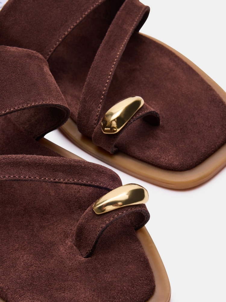 Steve Madden Brown Ellaina Flat Suede Sandals - Image 5 of 5