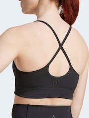 adidas Black All Me Light Support Rib Long Line Bra - Image 4 of 7
