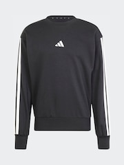 adidas Black Essentials 3-Stripes French Terry Sweat Top - Image 6 of 6