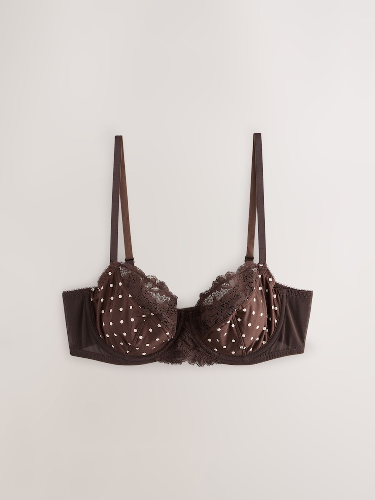 Chocolate Spot/Blue/Pink 3 Pack Non Padded Full Cup Bras - Image 2 of 6