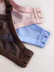 Chocolate Spot/Blue/Pink 3 Pack Non Padded Full Cup Bras - Image 6 of 6
