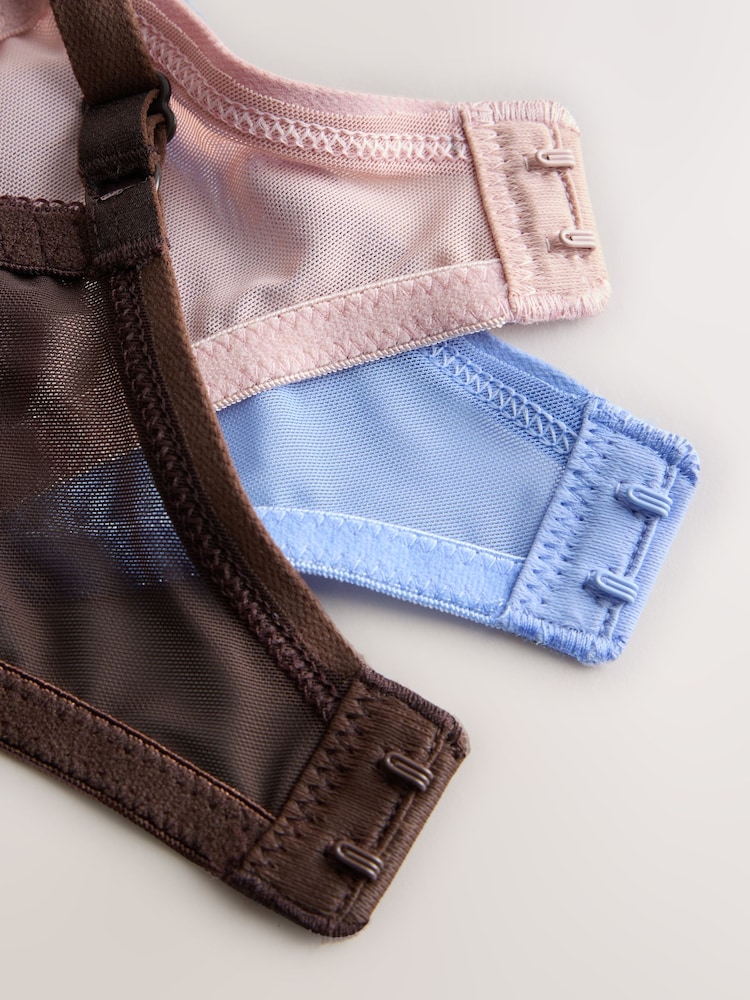 Chocolate Spot/Blue/Pink 3 Pack Non Padded Full Cup Bras - Image 6 of 6