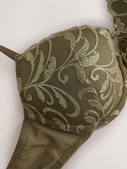Green/Ecru Padded Plunge Padded Embroidered Bras 2 Pack - Image 10 of 11