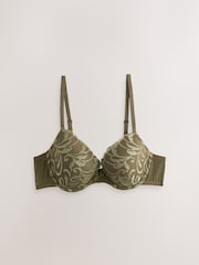 Green/Ecru Padded Plunge Padded Embroidered Bras 2 Pack - Image 7 of 11