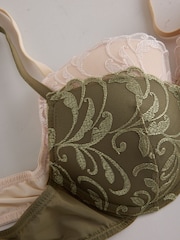 Green/Ecru Padded Plunge Padded Embroidered Bras 2 Pack - Image 9 of 11