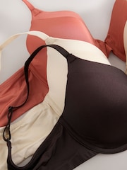Şokolad Qəhvəyi/Paslı/Cream - AE Ultimate Comfort Hamarlaşdırıcı T-Shirt Bras 3 Paketi - 9şəkildən 8 şəkil