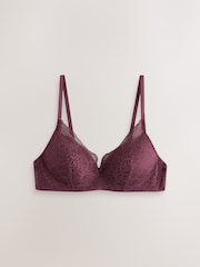 Plum/Mocha/Pink Padded Non Wire Lace Bras 3 Pack - Image 5 of 10