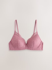 Plum/Mocha/Pink Padded Non Wire Lace Bras 3 Pack - Image 6 of 10