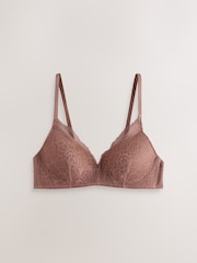 Plum/Mocha/Pink Padded Non Wire Lace Bras 3 Pack - Image 7 of 10