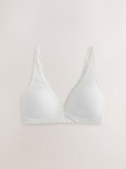 Cream Seamless Cotton Blend Ribbed Light Padded Bralette - Image 5 of 8