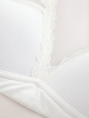 Cream Seamless Cotton Blend Ribbed Light Padded Bralette - Image 6 of 8