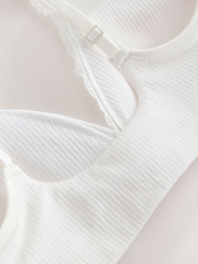 Cream Seamless Cotton Blend Ribbed Light Padded Bralette - Image 7 of 8