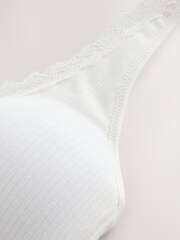 Cream Seamless Cotton Blend Ribbed Light Padded Bralette - Image 9 of 9