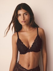 Black Push Up Padded Plunge Lace Ultimate Comfort  Bra - Image 1 of 6