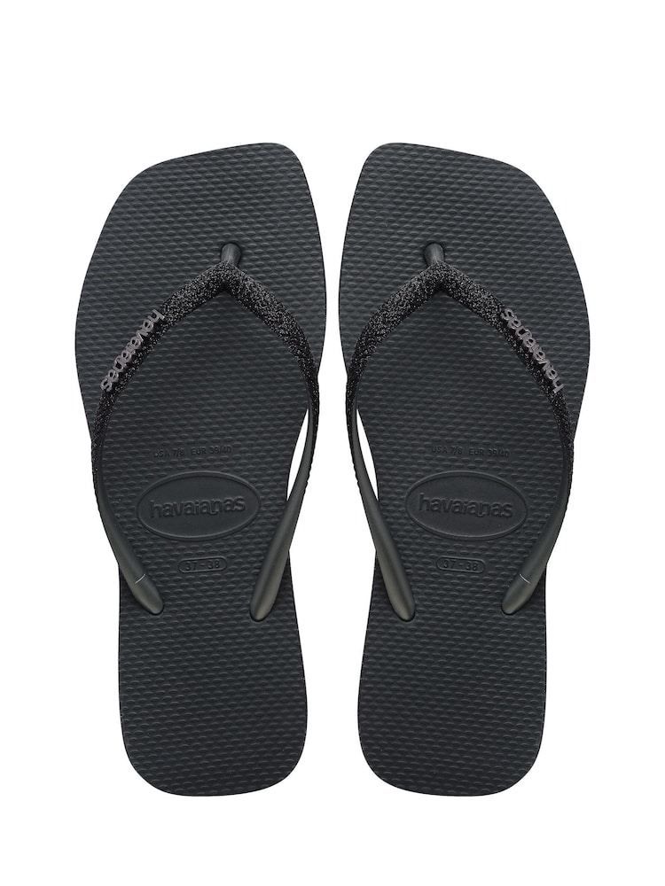 Crno - Havaianas Slim Square Sparkle Flip Flops - Slika 1 od 8